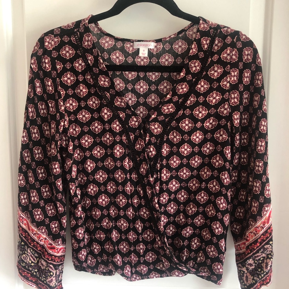 Boho Plunge Neck Blouse
